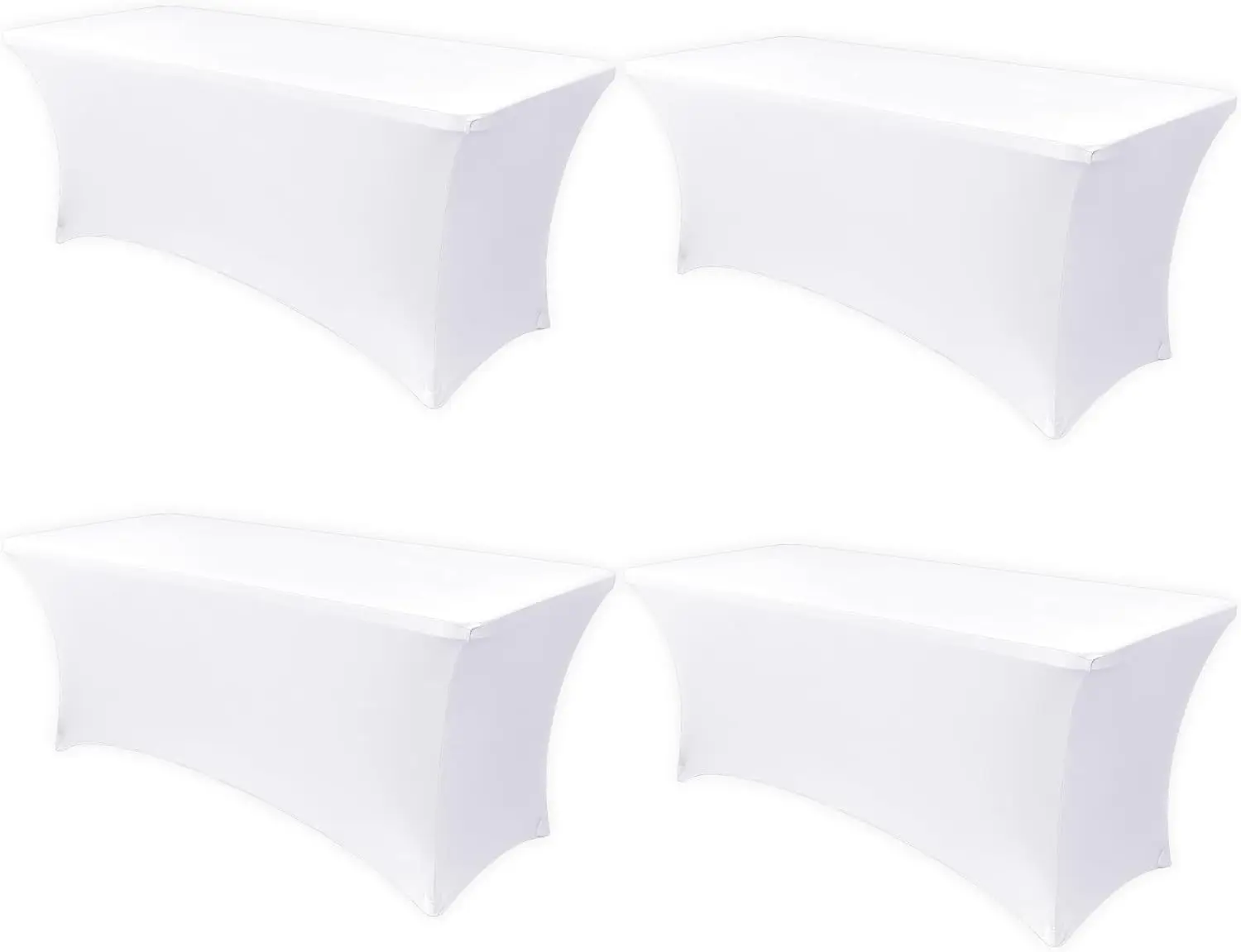 

Stretch Spandex Table Cover 8ft - 4 Pack Rectangular Fitted Tablecloth Protector for Wedding Banquet Party White