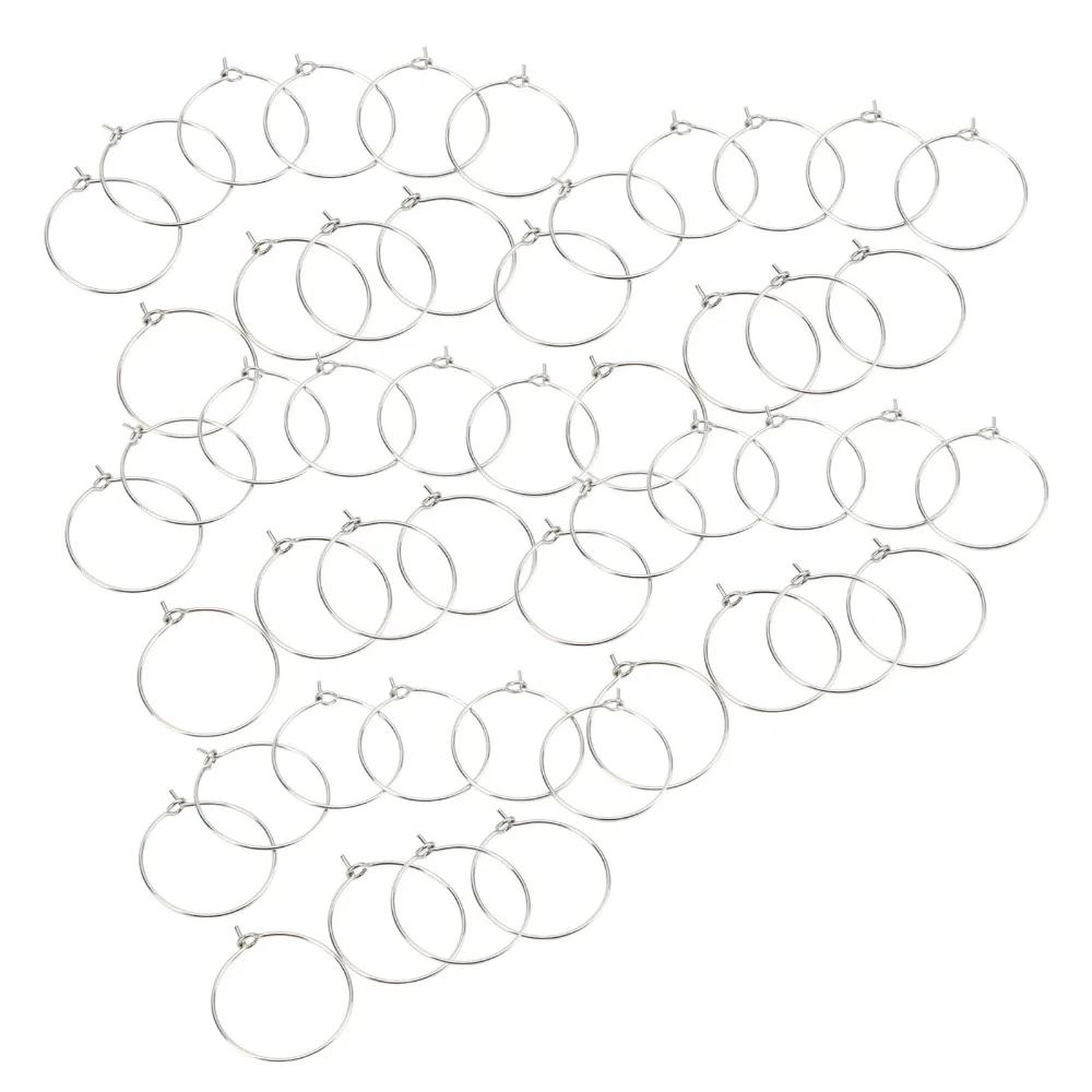 50pcs Stainless Steel Bulk Hoop Earrings Open Hoop Light Weight Hoop Ear Wires Round Silver Earring Round Loops