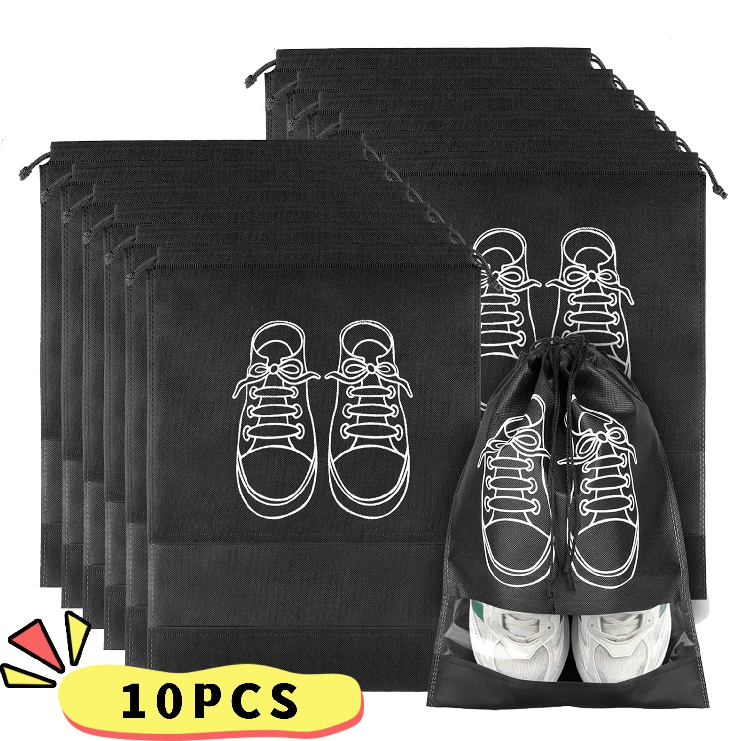 

10/5pcs Shoes Storage Bags Closet Organizer Non-woven Travel Portable Bag Waterproof Pocket Clothing Classified Hanging Bag 2024