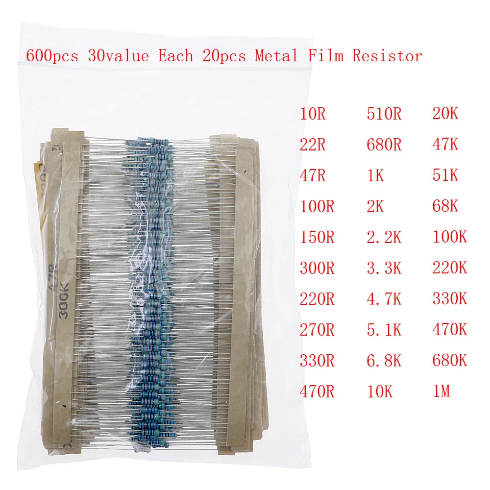 7 Nilai DIY Komponen Besar Kit 3/5MM LED Dioda dan Triodes Keramik Elektrolit Keramik Resistor Film Logam
