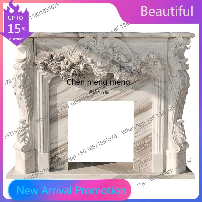 02M Marble fireplace natural stone fireplace European carved jazz white stone fireplace cabinet