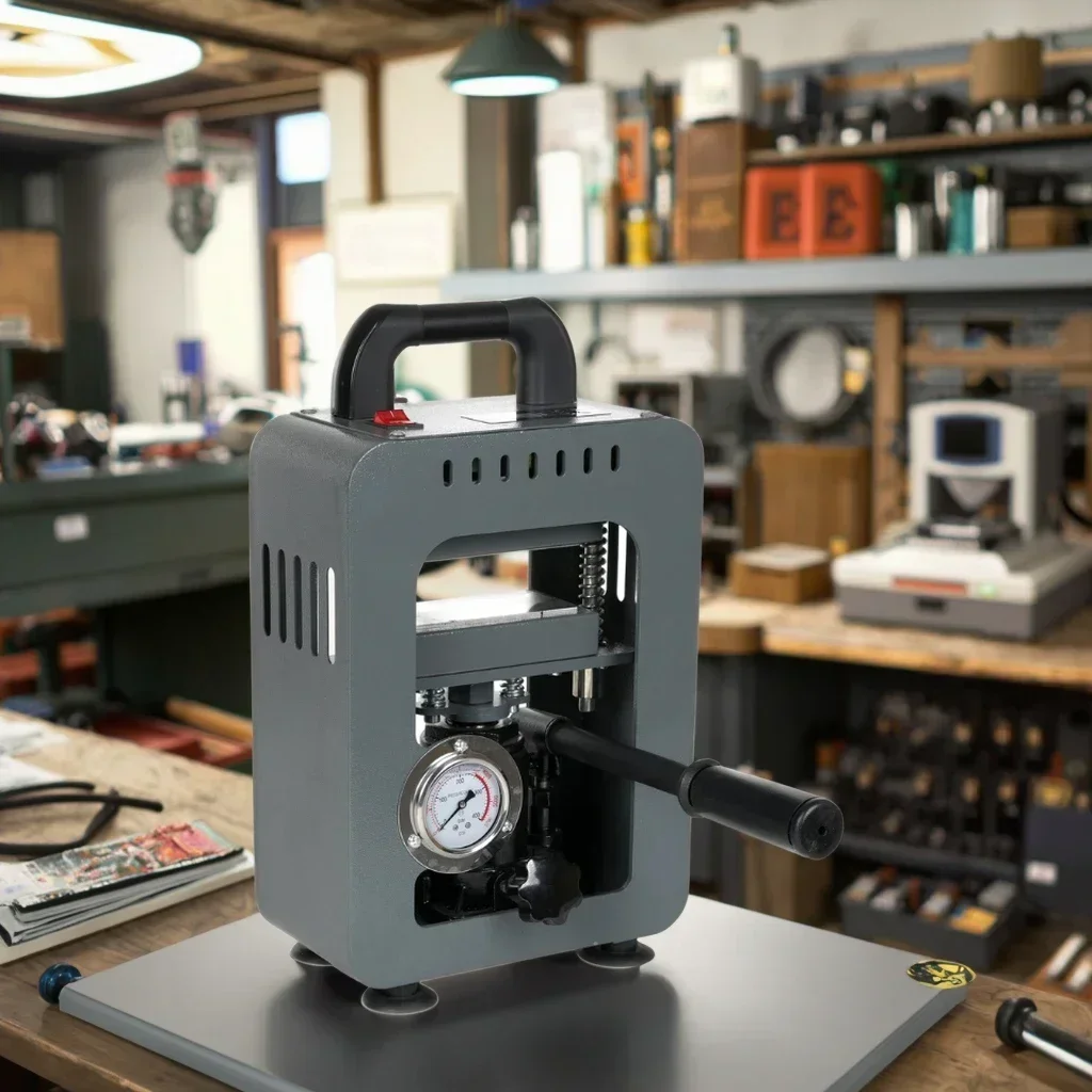 ممتاز أعلى جودة مقبس هيدروليكي 10 طن الضغط 6*12 سنتيمتر آلة الصحافة الحرارة لوحات التدفئة المزدوجة مع مقياس الضغط #1