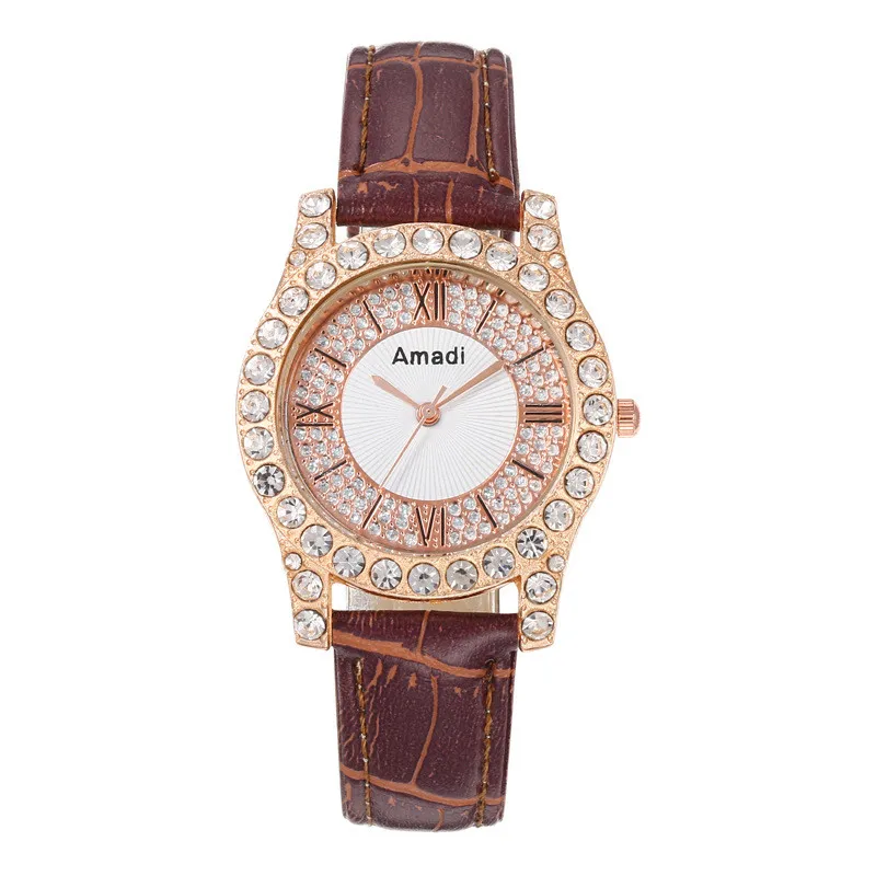 Women's Diamond Studded Belt Watch, Elegant Ladies' Watch with Sparkling Diamond Decoration