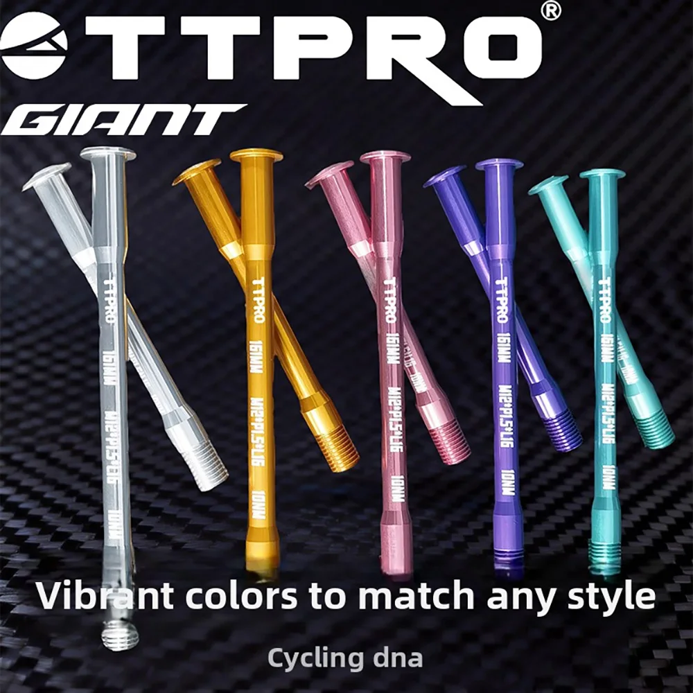 TTPRO 7075 Aluminum Thru Axle Pair M12x1.5 117mm+162mm 38g Lightweight Bicycle Skewer Set for Giant TCR PP LIV Road Bike