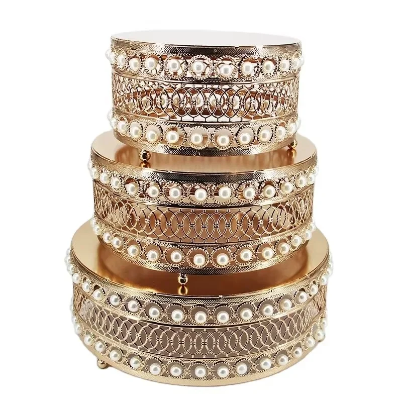 

African Style Cakes Stand Gold Metal Mirror Wedding Table Decoration Cake Stand