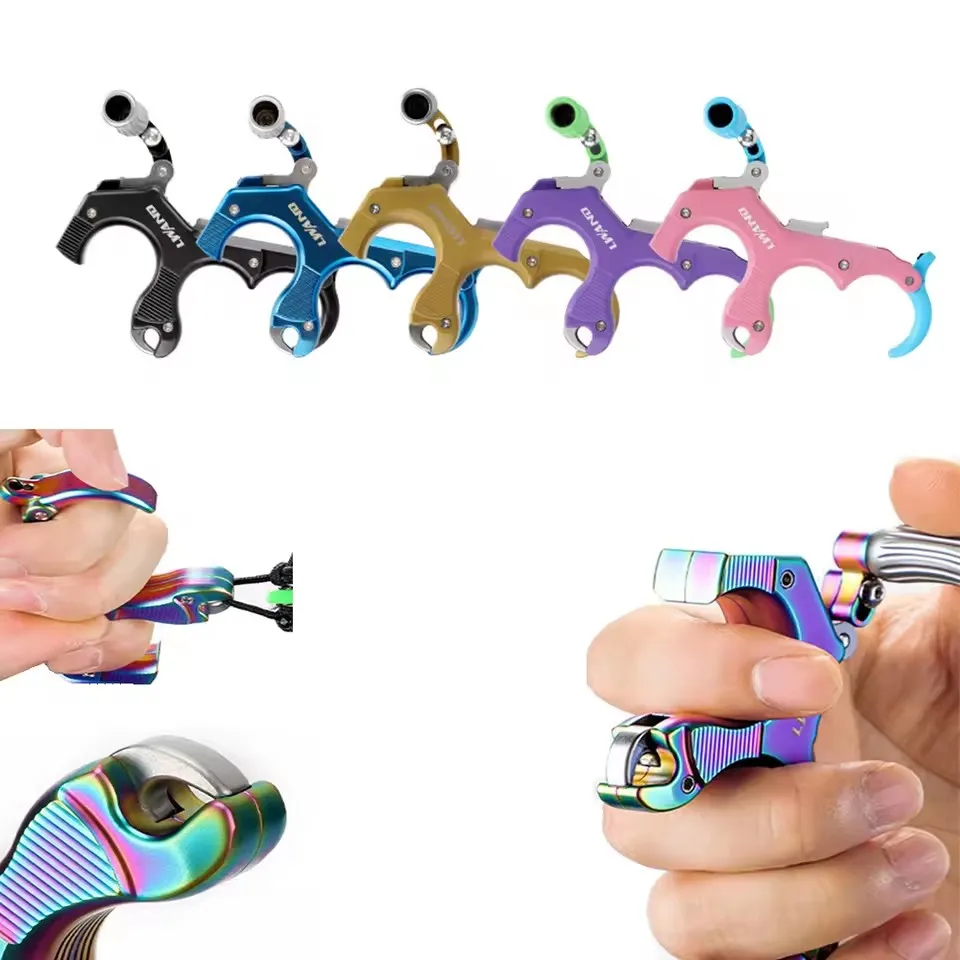 

Colorful Archery 3/4Fingers Release Aids Compound Bow Release Trigger Thumb Grips Caliper for Arrow Shooting Hunting Accessories