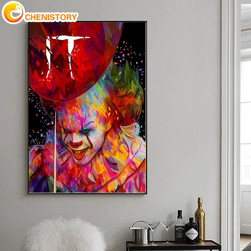 

CHENISTORY Oil Painting By Numbers Colorful Clown Acrylic Paints Diy Pictures By Numbers Handpainted Painting Number Wall Art