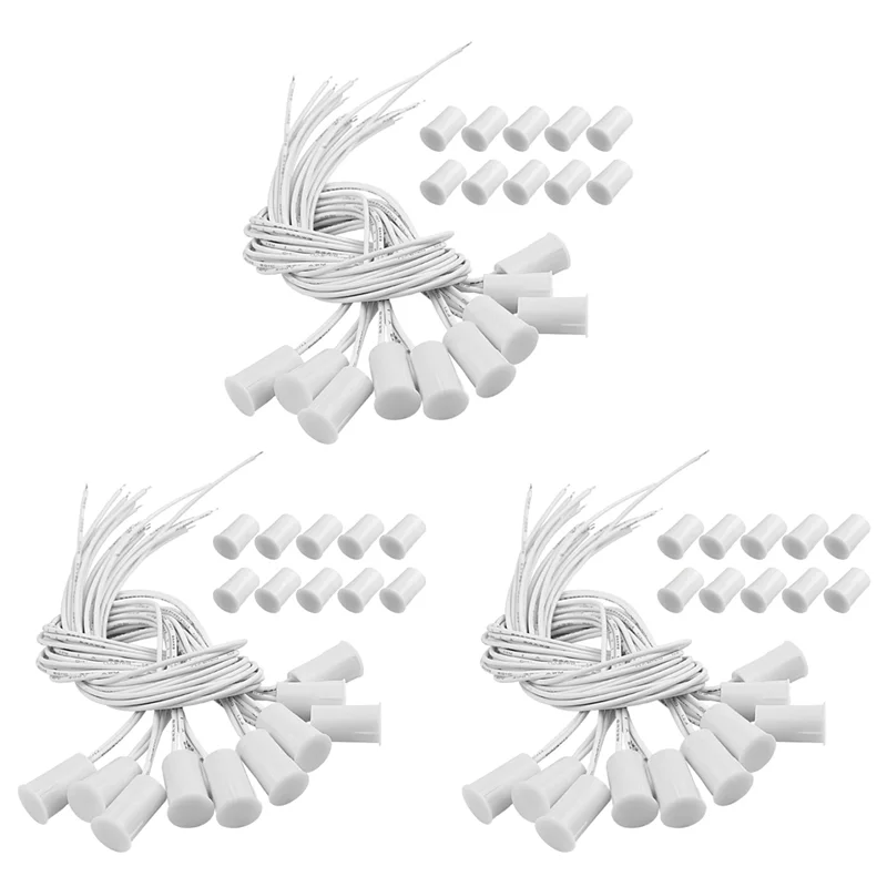 BHTS-Magnetic Door Switch RC-33 NC Recessed Wired Security Window Door Sensor Alarm White- (30 Sets)