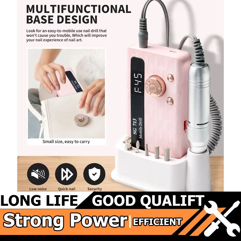 

35000/45000RPM Rechargeable Nail Drill Machine Professional Tool Portable Electric Manicure File for Nails Gel Polish Remove