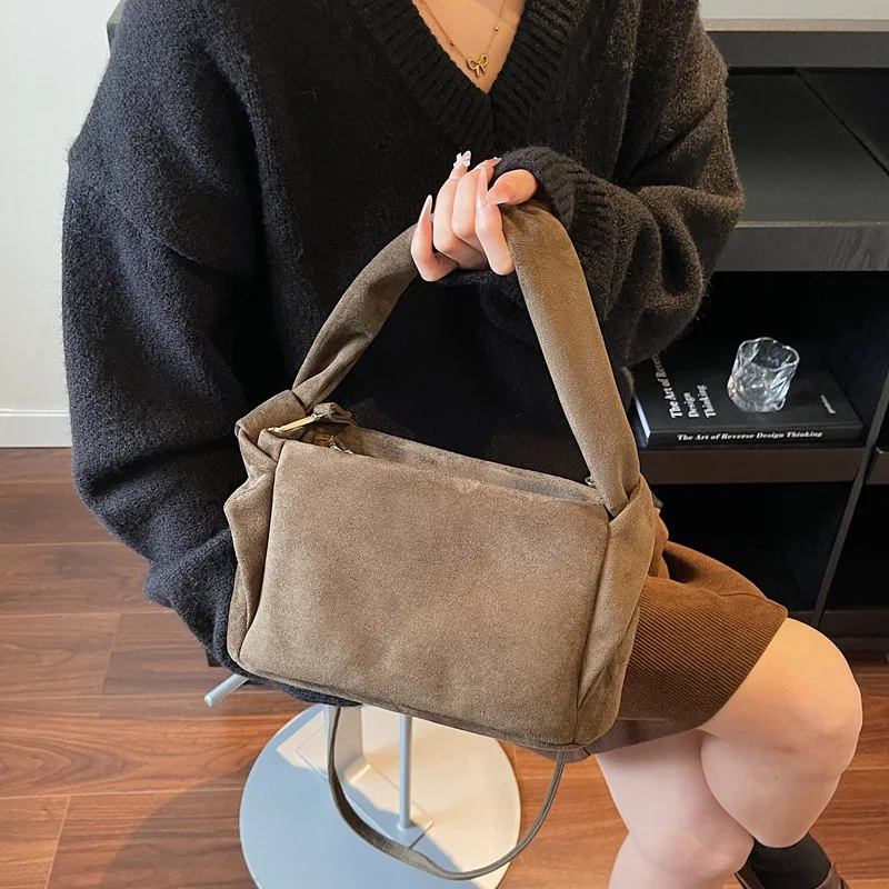 

2025 Knotted Suede Tote Bag, Luxe Shoulder Purse for Women, Minimalist Crossbody, Commuter Day-to-Night Bag, Textured Sling Bag