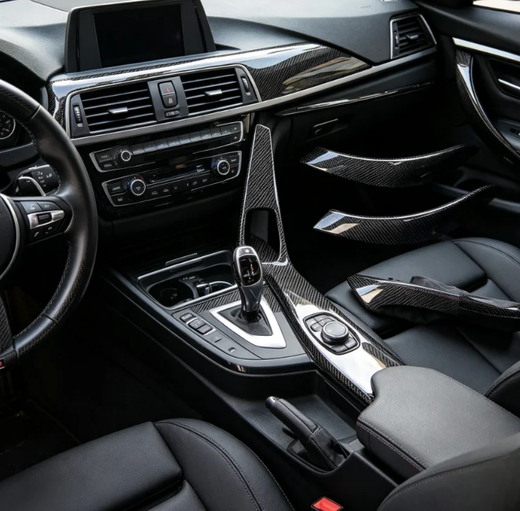 Sports Car Glossy Real Carbon Fiber Dashboard Interior Trim Accessories For BMW F80 M3 F82 M4 F30 F31 F32 F33 F34 F36