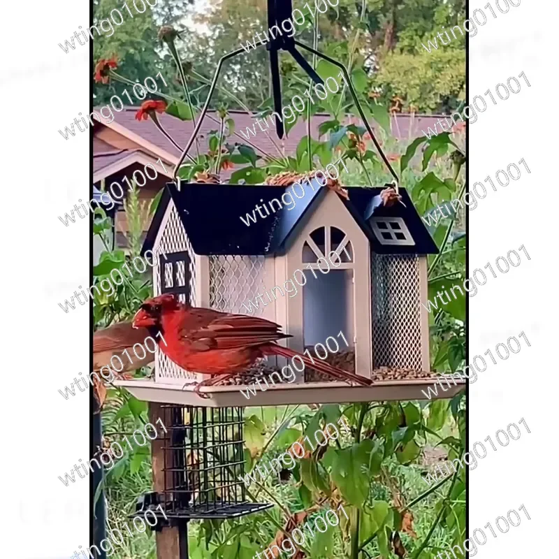 Hanging Bird Feeder Metal Outdoor for Garden Patio Yard Balcony Window Squirrel Hummingbird Iron Art Birdhouse Decoration