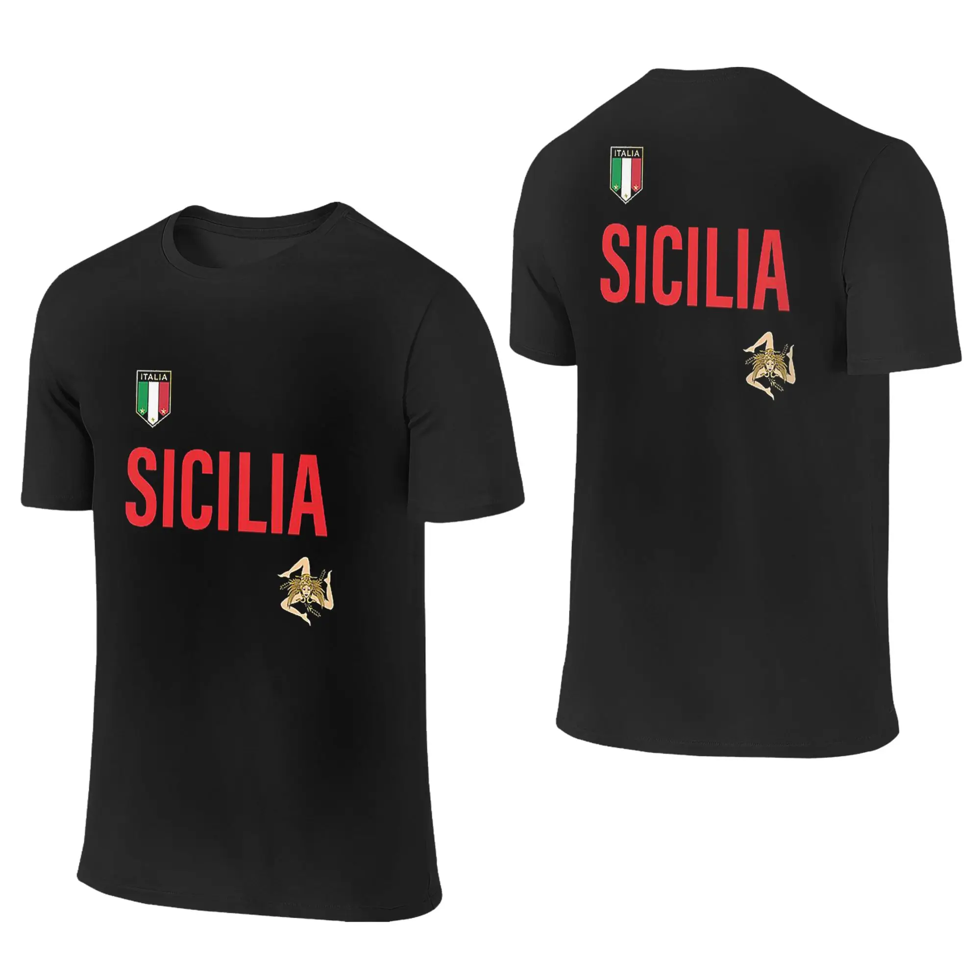 100% Cotton Sicily Jersey T-Shirt Men's Double Sided T Shirt Men O-Neck Summer Shirts Tops Oversized