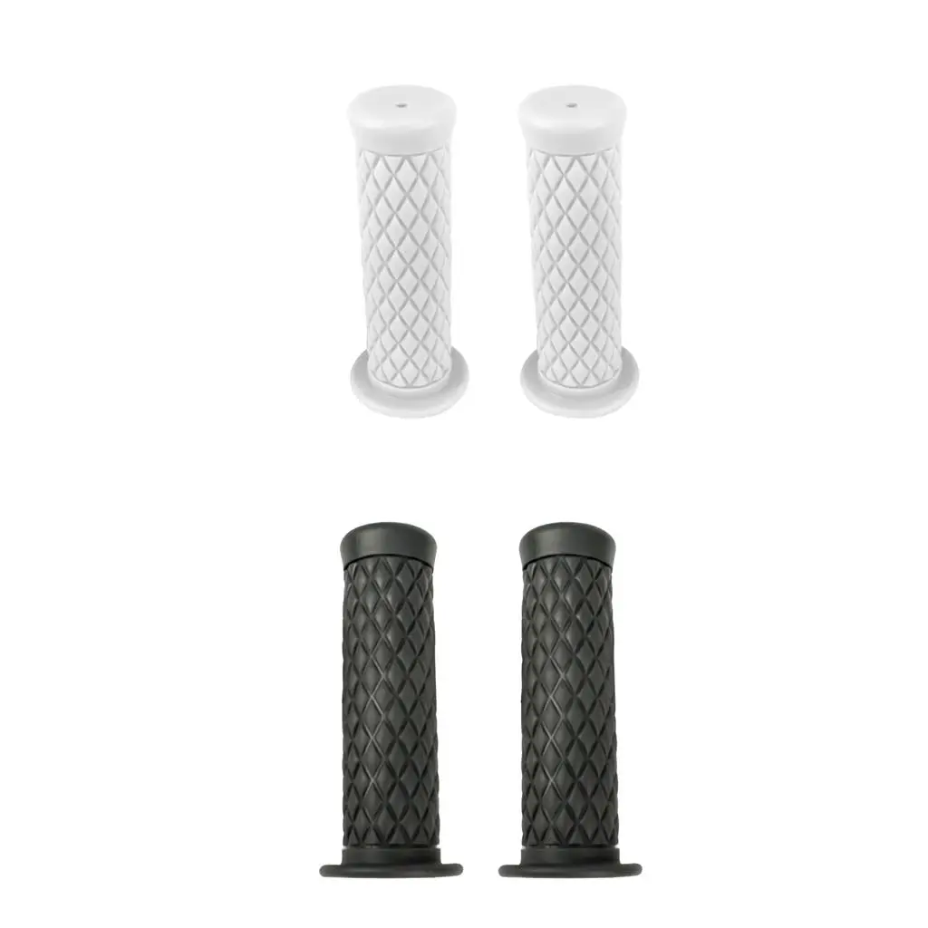 2 Pair 7/8'' 22/24mm Motorcycle Left & Right Hand Handlebar Grips White / Dark Grey