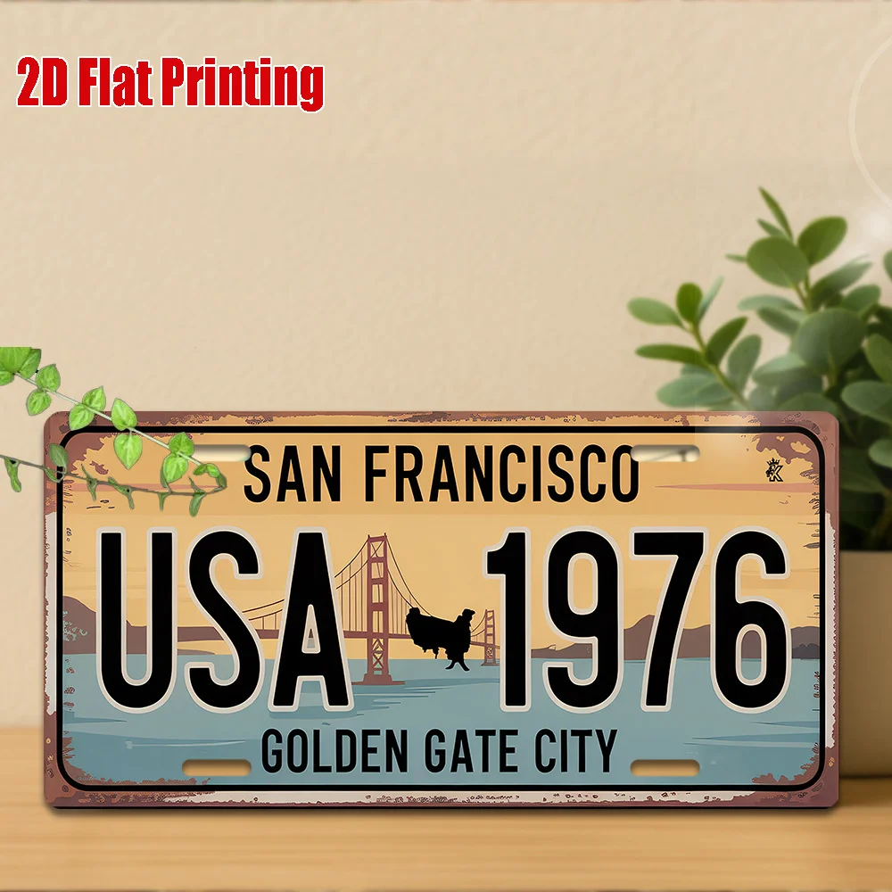 2D Flat, 2D Flat Printing, 1pc, Vintage Metal Sign, for Decorationg Only, Outdoor Wall Art (29.97cm * 14.99cm), SAN FRANCISCO Al