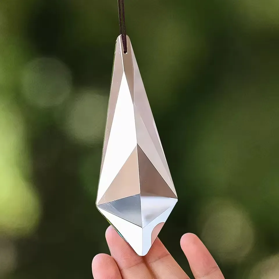 4.7inch Hanging Crystal Horn Prisms DIY Suncatcher Arrow Pointed Sun Lover Chaser Rainbow Maker Car Pendant Window Garden Decor