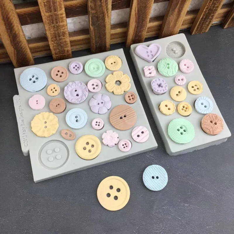 Aomily Multi Buttons Shaped Fondant Cake Silicone Beautiful Button Wedding Baking Mold Mousse Sugar Craft Icing Mat Pastry Tools