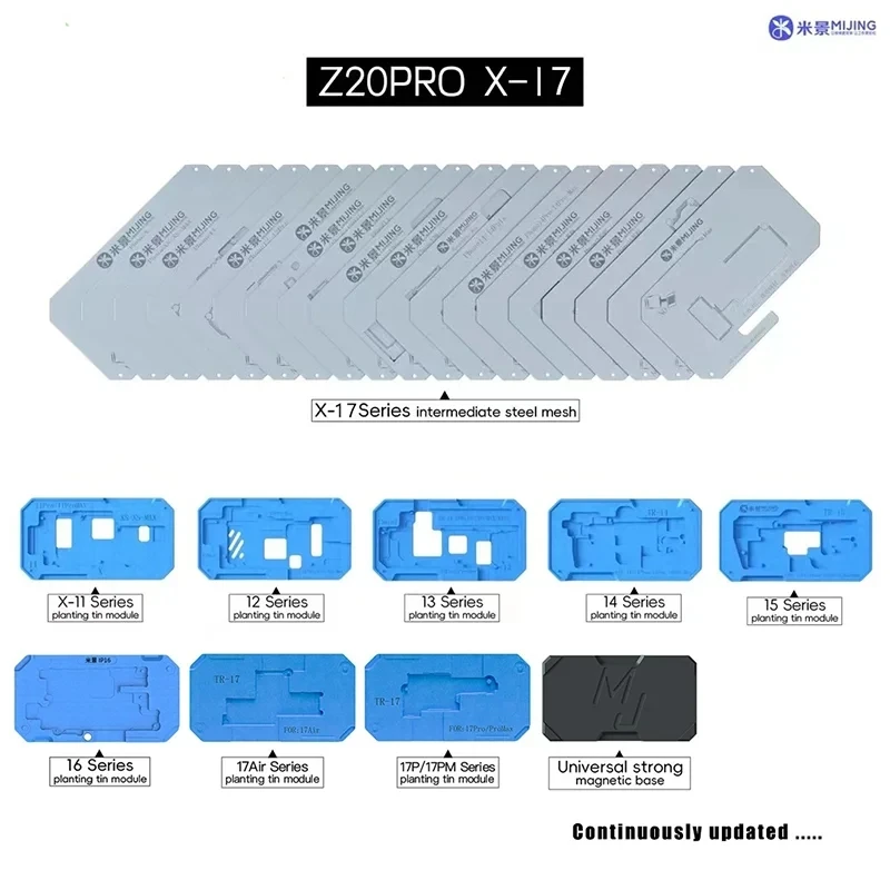 MiJing Z20 Pro Fixture for iPhone X-17 Pro Max Middle Layer Motherboard Reballing Soldering Platform with Stencil