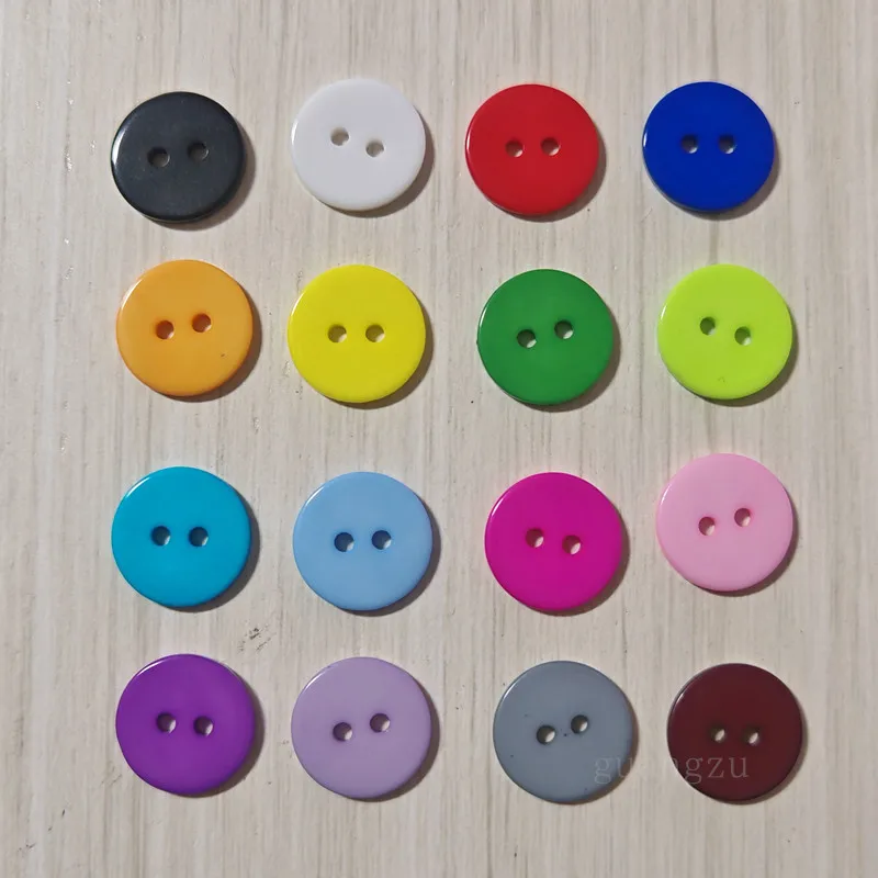15MM Colorful 2 Holes Flat Round Resin Clothes Button Accessories DIY Sewing Button Set