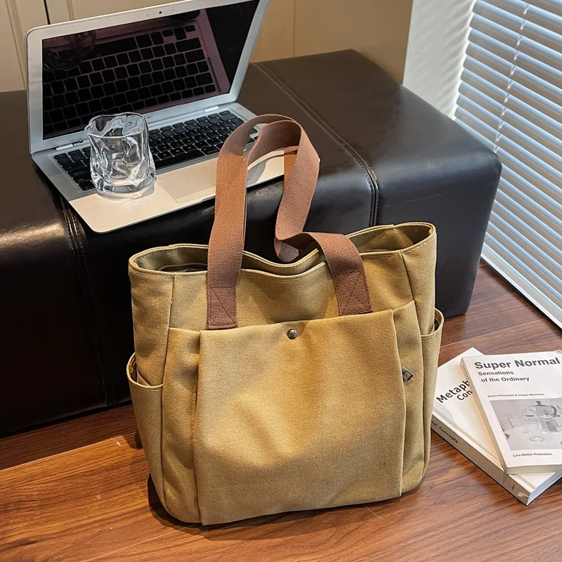 

Large Capacity Canvas Tote Bag Women New Simple Commuter Texture and Versatile Shoulder Bag for Students Casual Bags for Travel