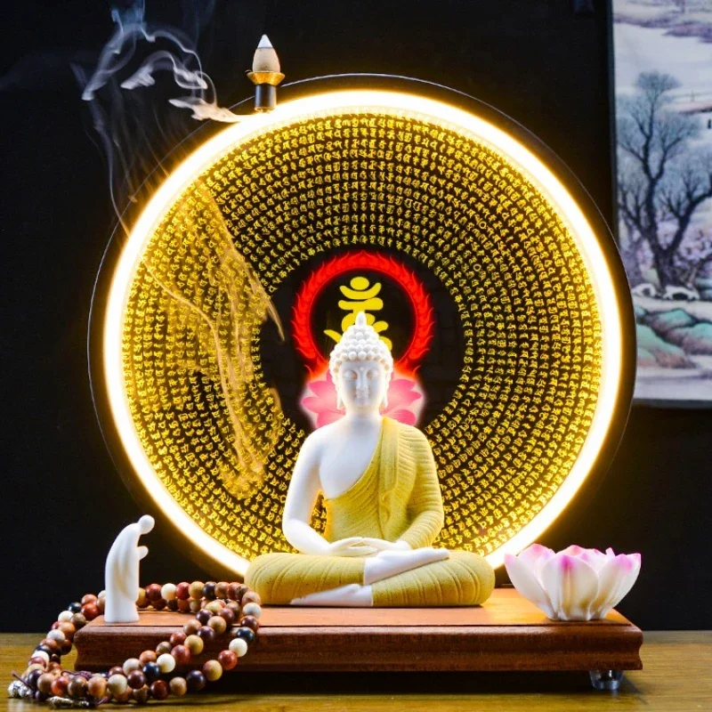 

Ceramic Gautama Buddha Surangama Mantra Base for Home Living Room Entrance Chinese Zen Lamp Ornaments Tathagata Statue Crafts