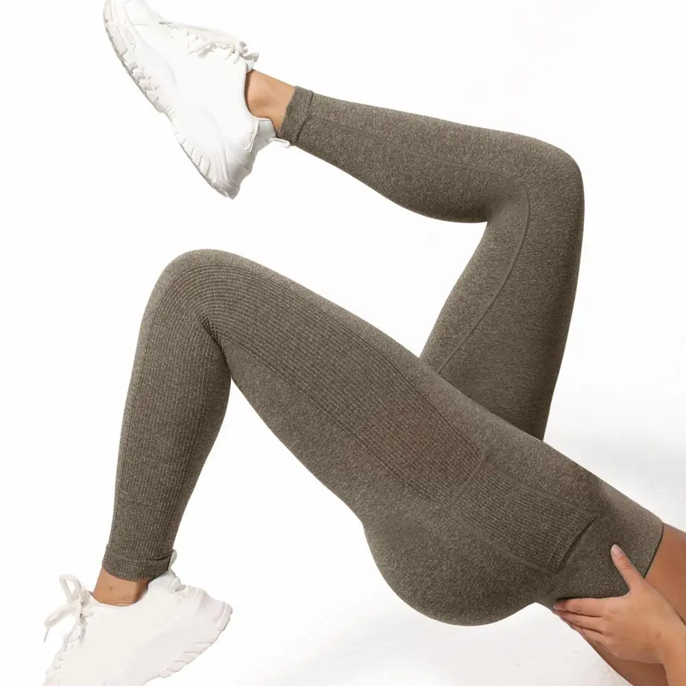 Женские брюки для йоги, леггинсы в рубчик с высокой талией и боковым карманом, спортивные брюки в 3d инженерном стиле для женщин, однотонные брюки для йоги
