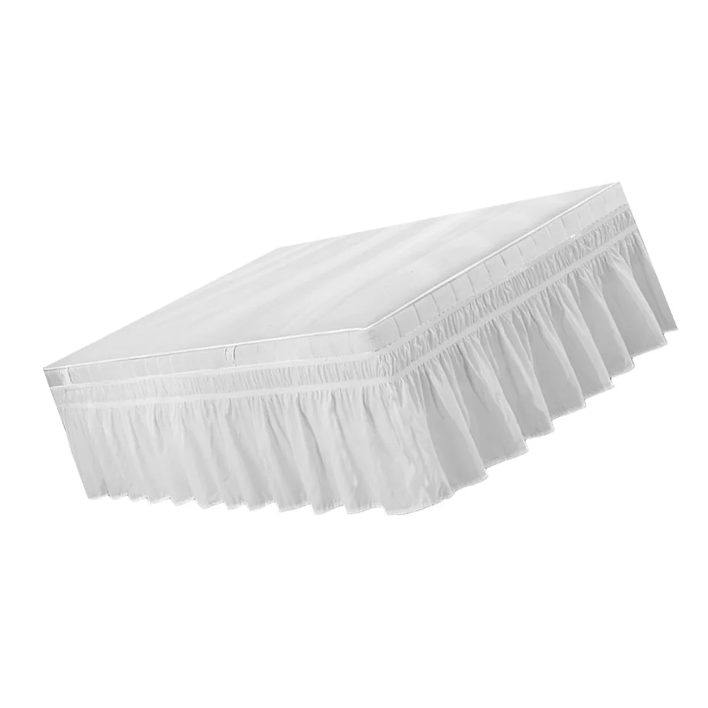 Elastic Dust Ruffle Bed Shirt Fashion Polyester Bed Bedding Pleated Skirt for Home Hotel - 100x200cm (White)