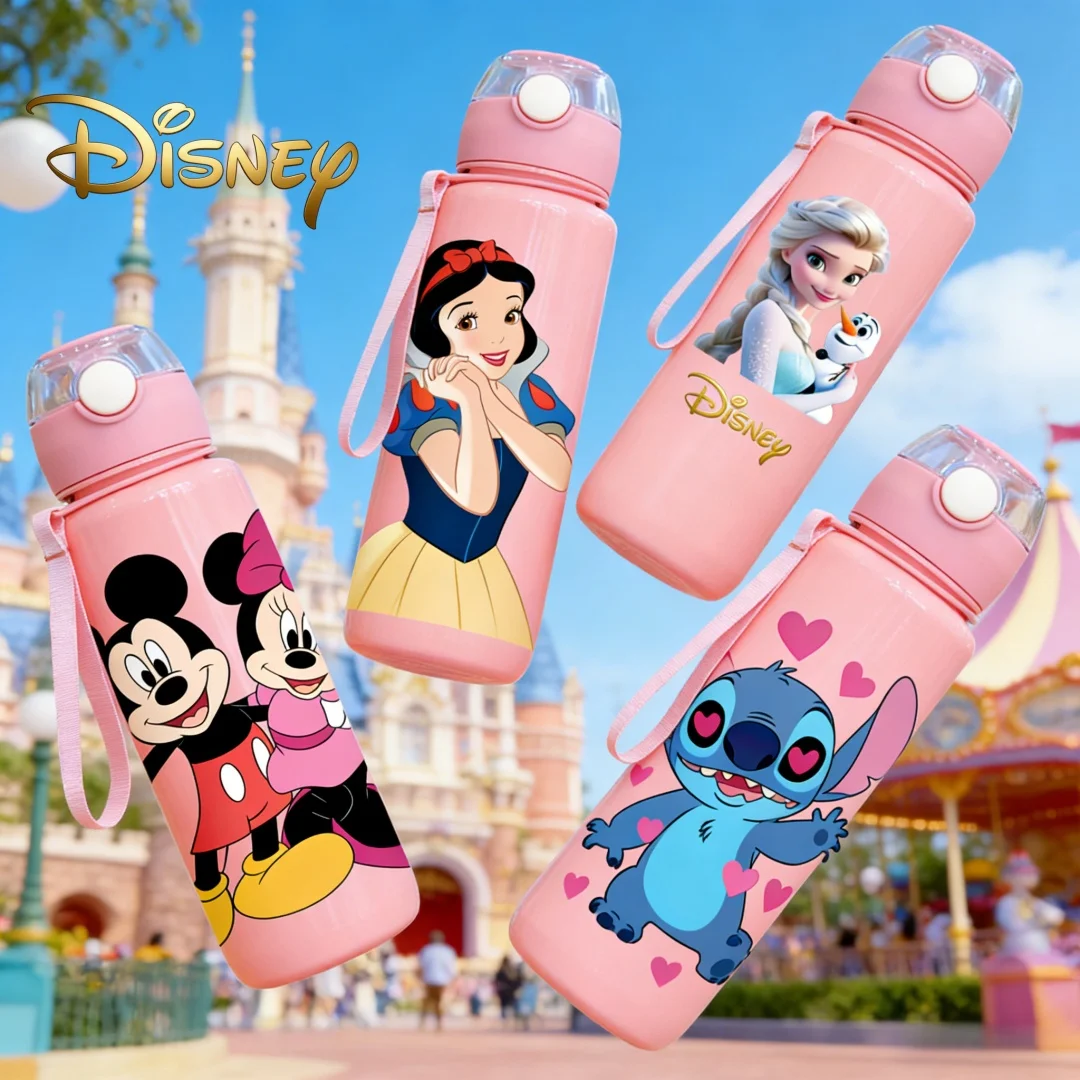 

Disney Officially Licensed 3D Printed Mickey Snow White Stitch Water Bottle Push Button Lid Reusable Lightweight Travel Bottle