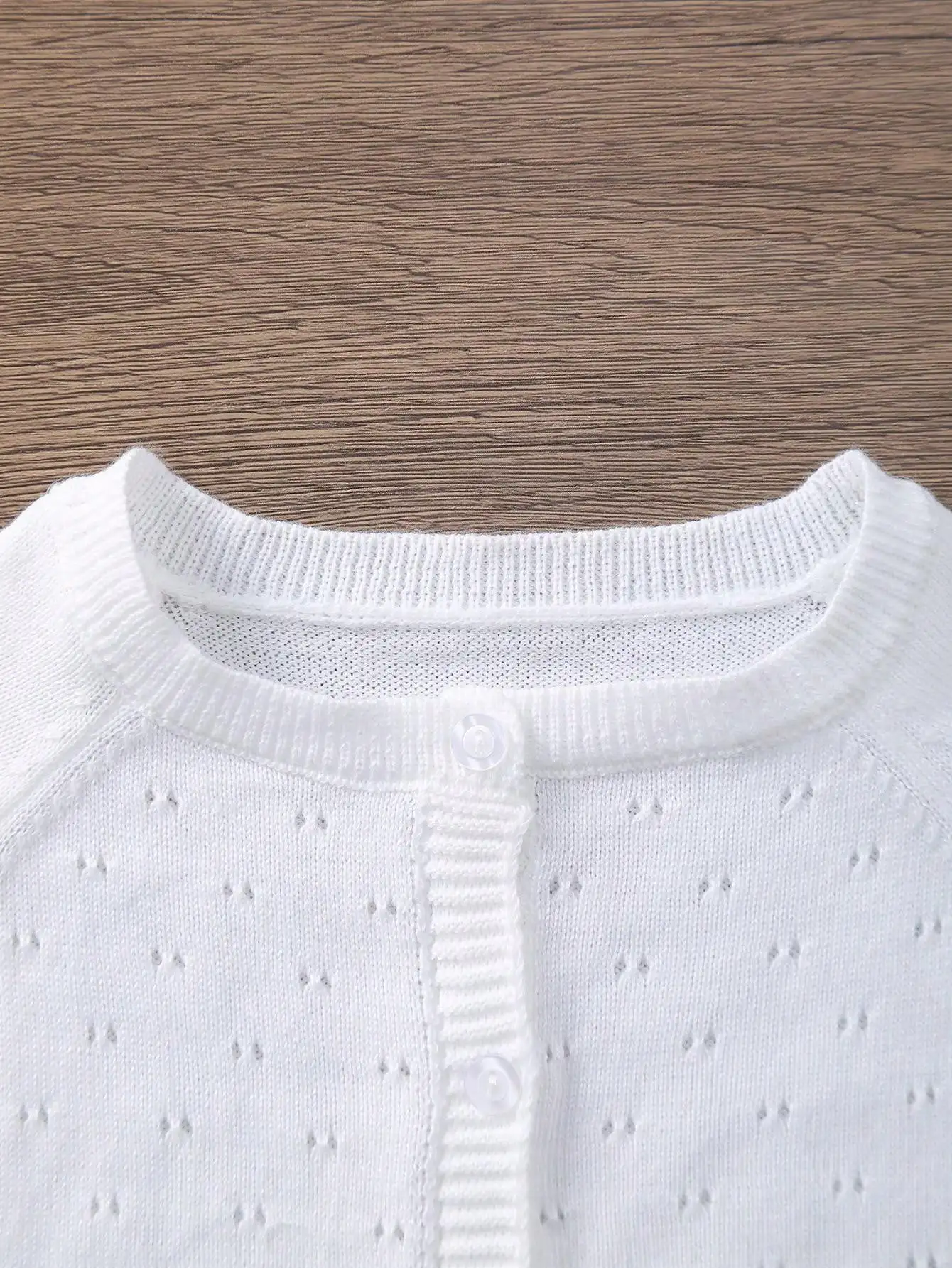 Baby Girl's Lightweight Hollow-Out Pattern Buttoned Long-Sleeve Knit Cardigan Jacket 3