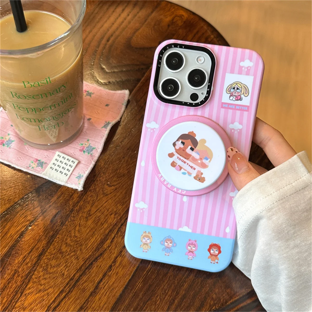 Moda listras rosa magnética caso de telefone para iphone 16 pro 15 14 pro max capa traseira com suporte para magsafe casos bonitos