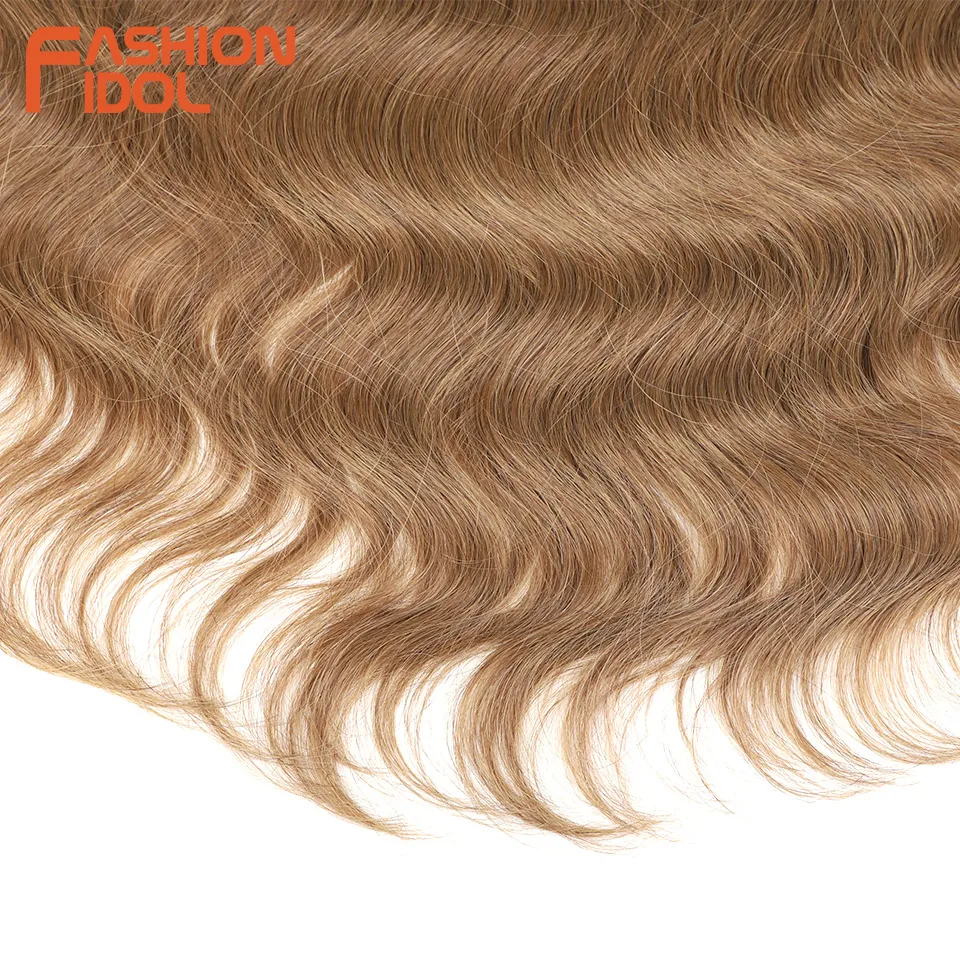 FASHION IDOL Body Wave Crochet Hair 24 Inch Long Synthetic Hair Braids Goddess Ponytail Hair Wavy Ombre Blonde Hair Extension