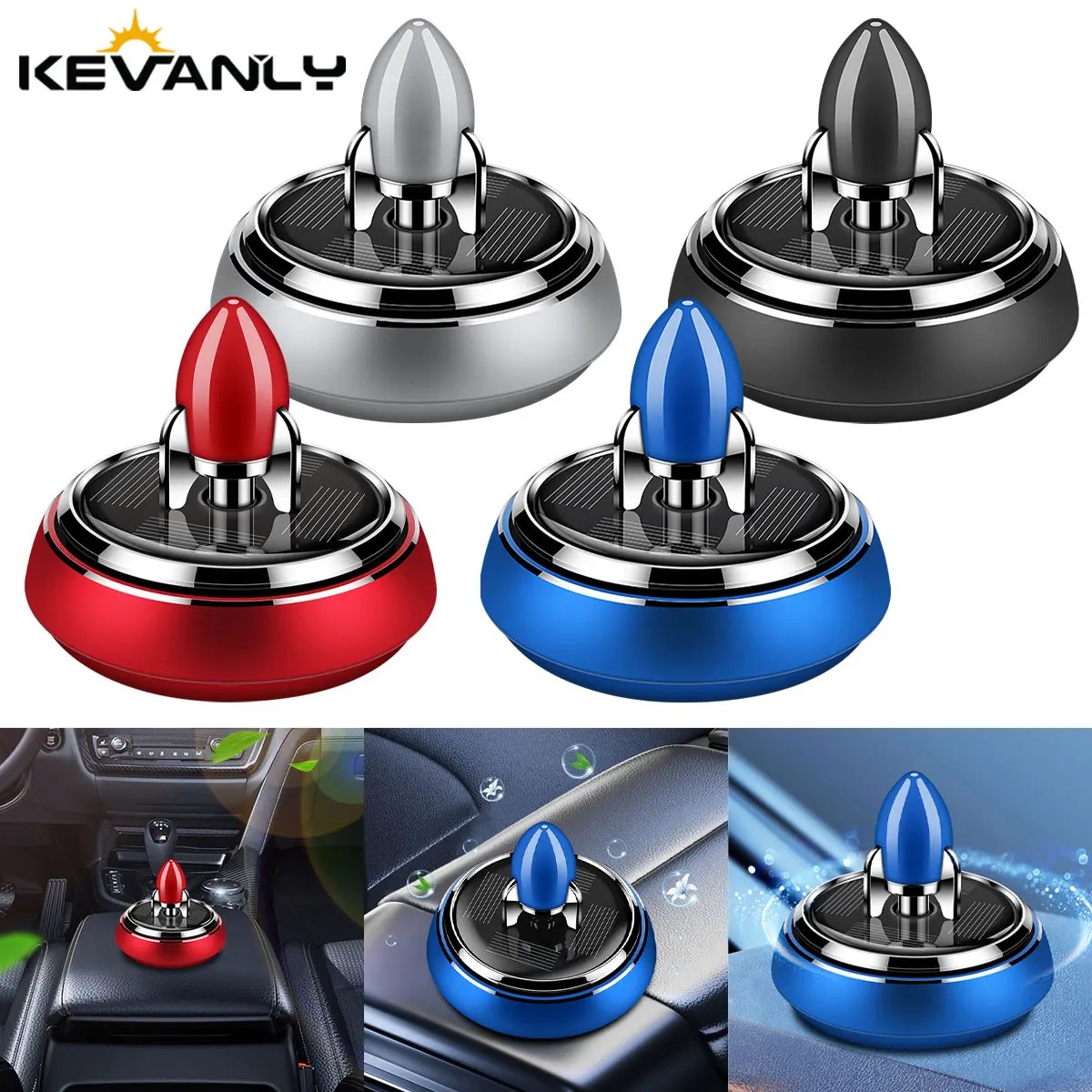 Car Aromatherapy Solar Powered Rocket Style Center Console Perfume Decoration Rotating Auto Flavoring Perfume Diffuser Supplies