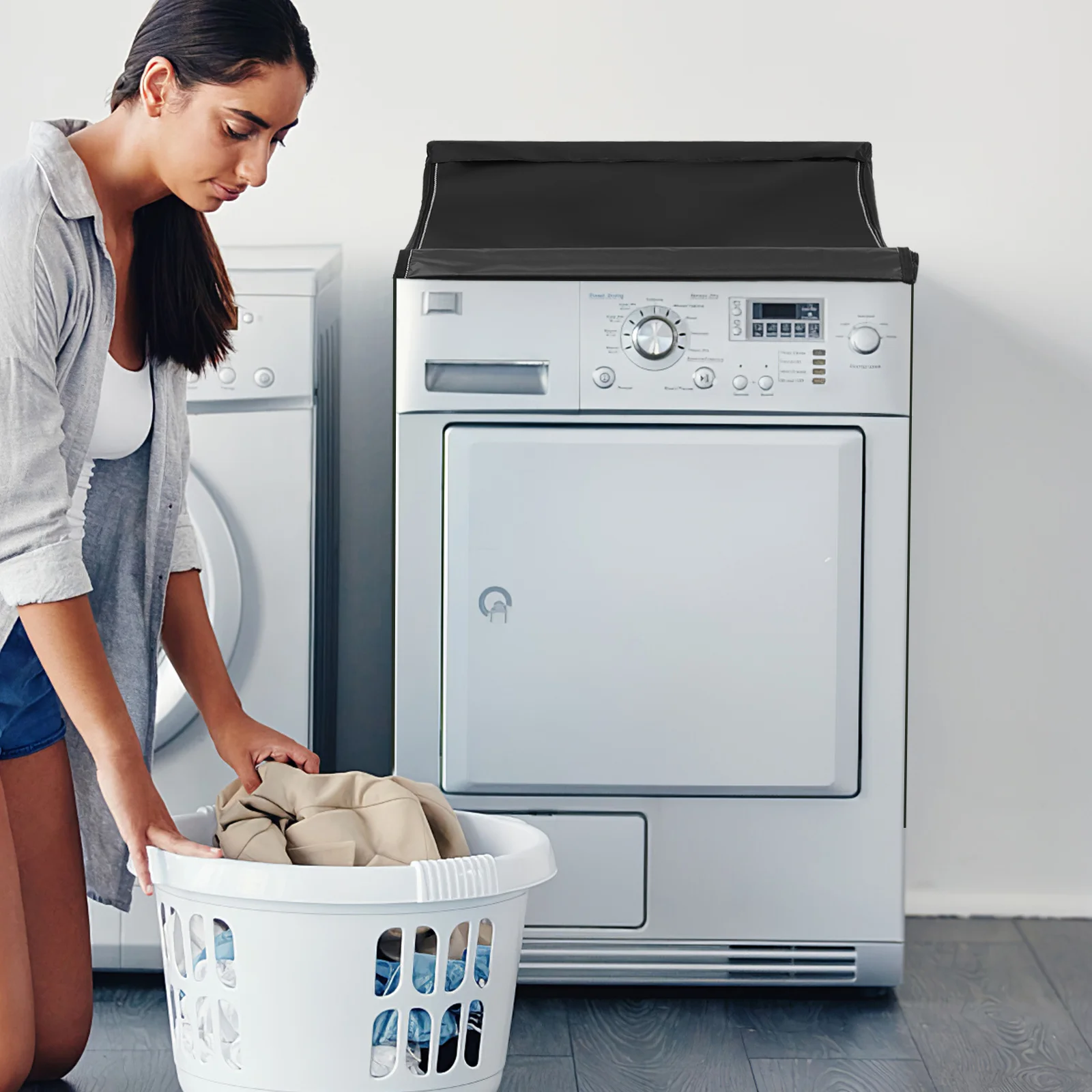 

Washing Machine High Density Fabric Protective Dust Covers Adjustable Straps Universal Fit Washer Washing Dryer Protector Dryer