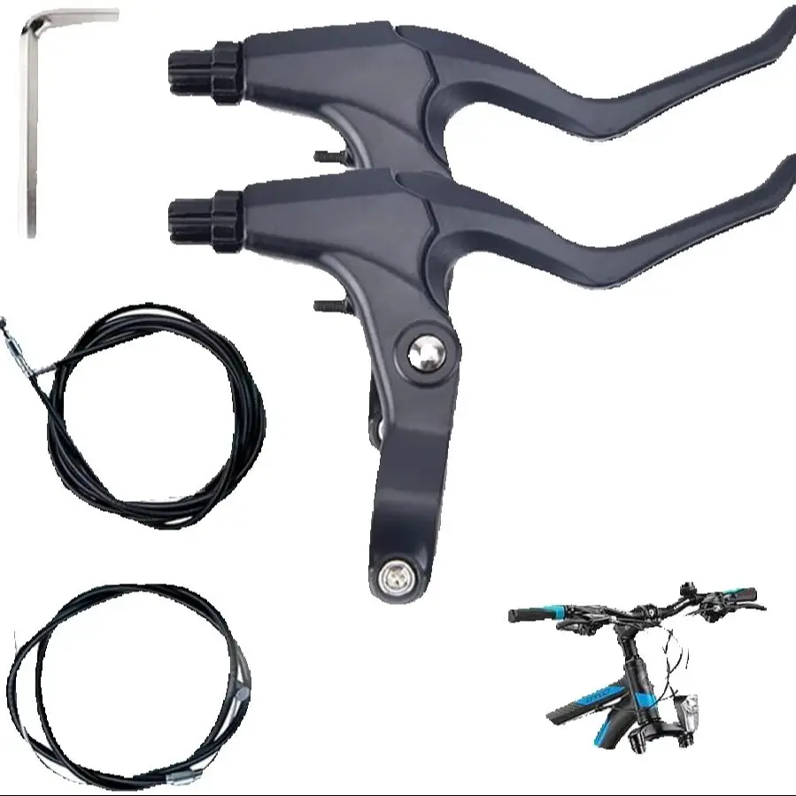 AliExpress NONE 1 Pair MTB Bicycle Brake Handle Levers V Brake/Disc Brake Handle Aluminum Alloy Brake Levers Black with Brake Wire