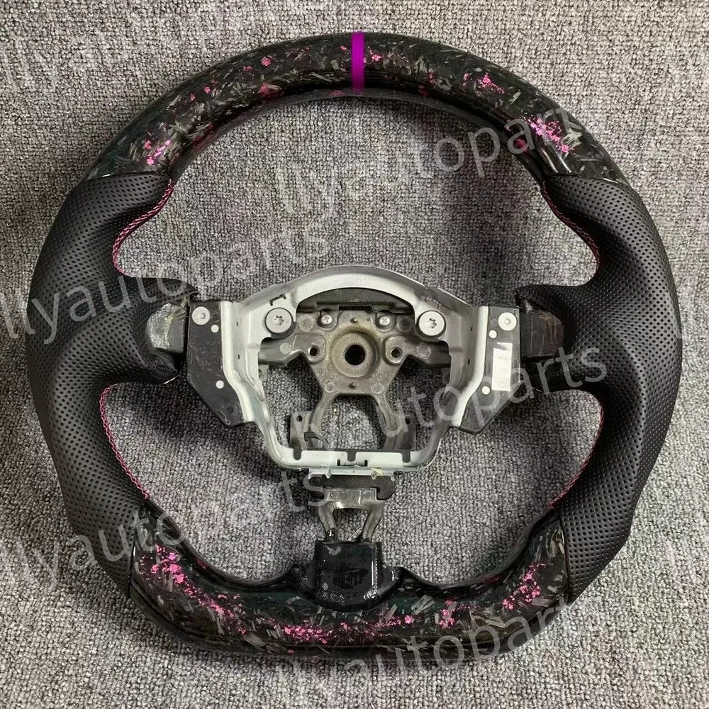 

Розовый кованый руль из углеродного волокна, черный перфорированный кожаный, подходит для Nissan 370Z Z34 2008-2019