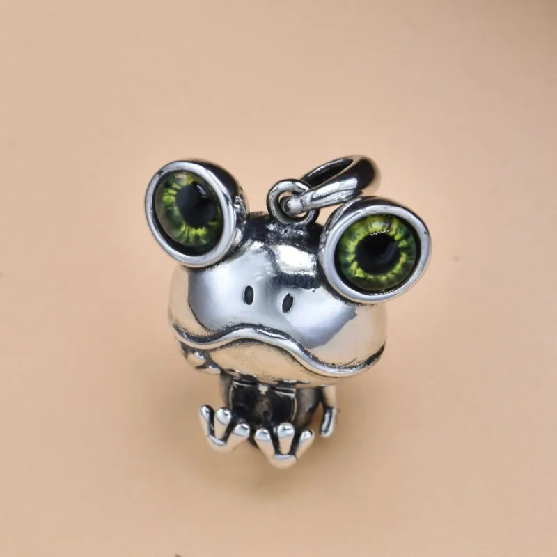 Genuine S925 Sterling Silver Pendants for Women Men New Fashion Creative Vintage Casual Cute Frog Pure Argentum Punk Jewelry