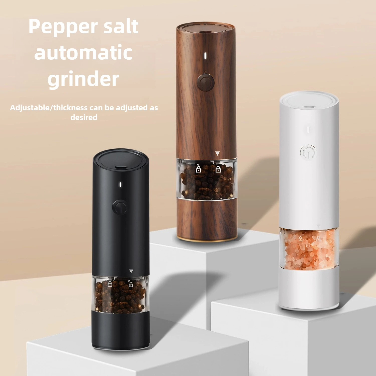 

Electric Pepper Grinder Salt and Pepper Grinder USB Rechargeable Spice Mill Kitchen Tool