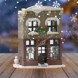 423PCS 겨울 마을 빵집 MOC 크리 에이 티브 스트리트 뷰 모델 빌딩 블록 아키텍처 DIY 교육 조립 모델 장난감 선물