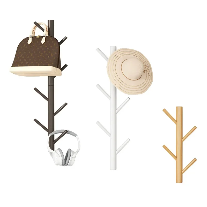 New Wall Mount Clothing Rack Coat Hanger Branches Natural Pine Hook Handbag Cap Holder Living Room Decoration Wall Shelves