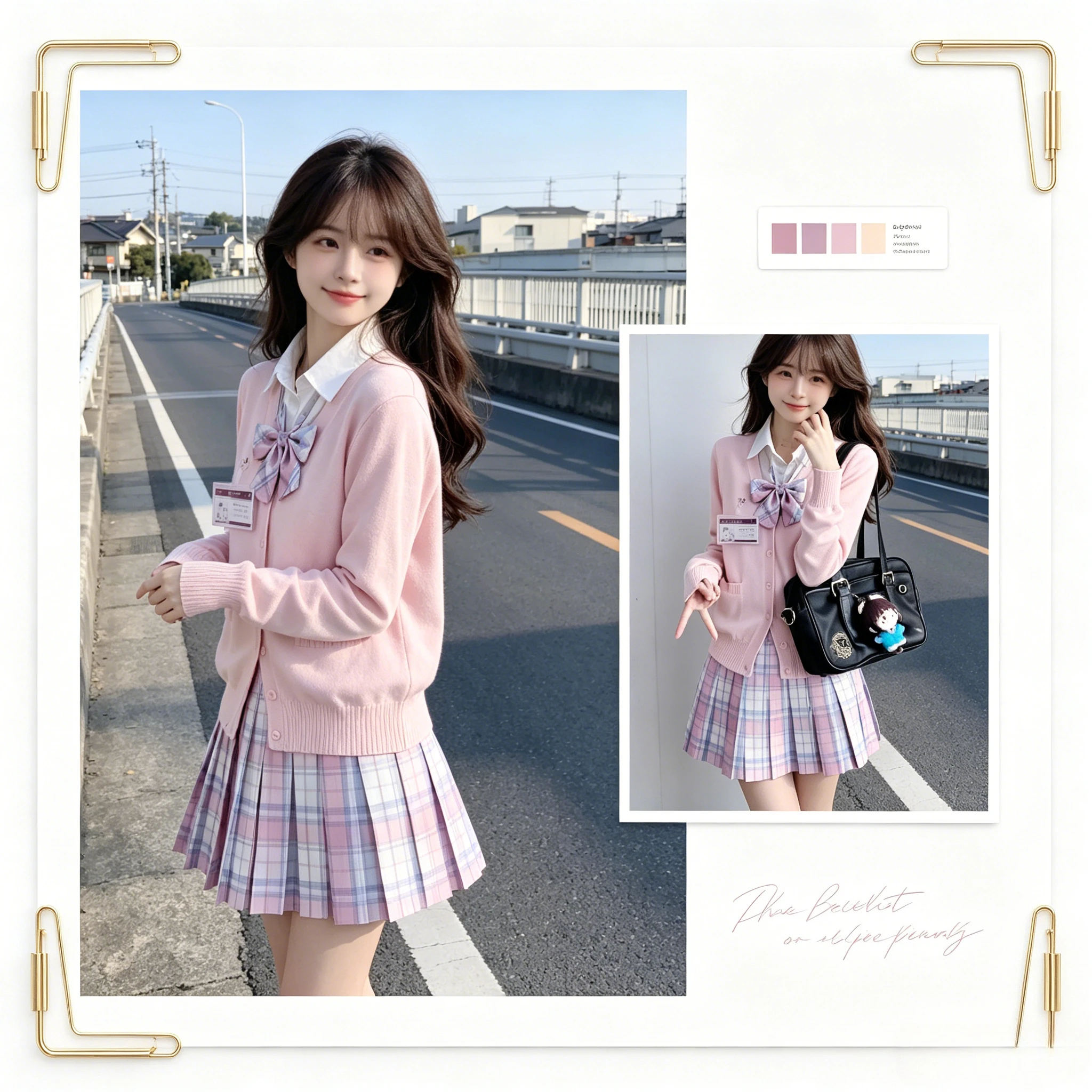 Women's Japanese College Style JK School Uniform Skirt Set,High‑Waist Pleated Versatile Thin Skirt for Student Campus Daily Wear