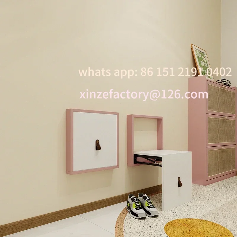 

Customizable Invisible Foldable Shower Stool for Seniors 300kg Load-Bearing Thick Wood Shoe Bench Design Bathroom C