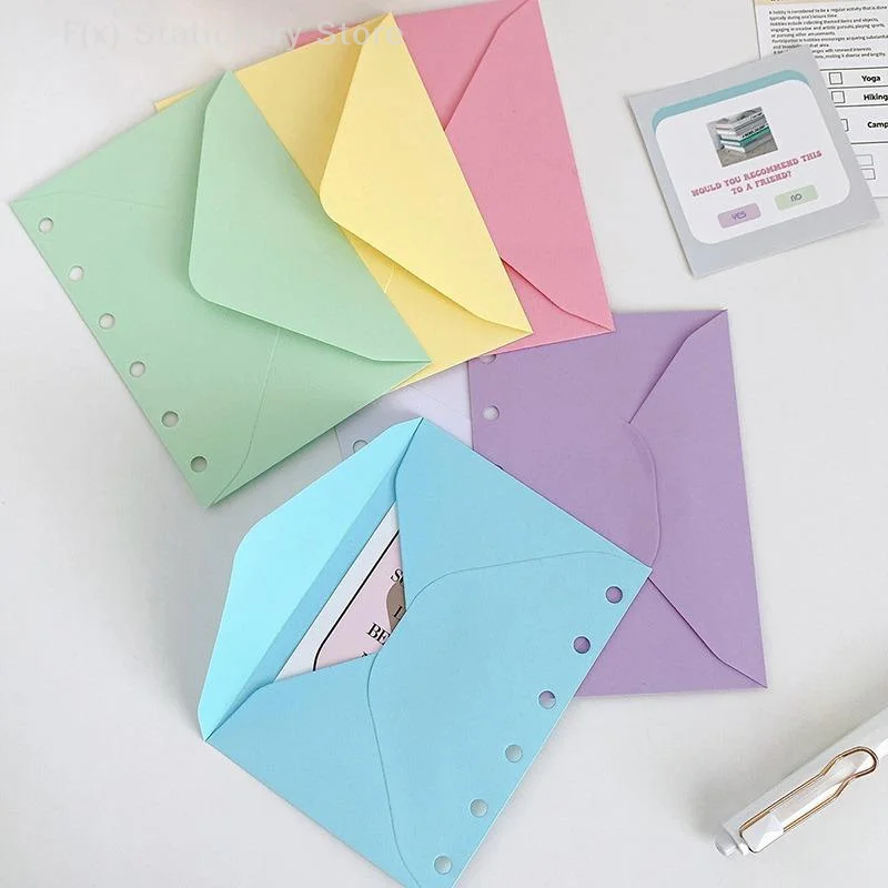 

5Pcs 6 Holes A7 Loose-leaf Envelopes Opening Pockets Removable Binder Folders Storage Bag Cash Budget Bag Envelope Storage Bag