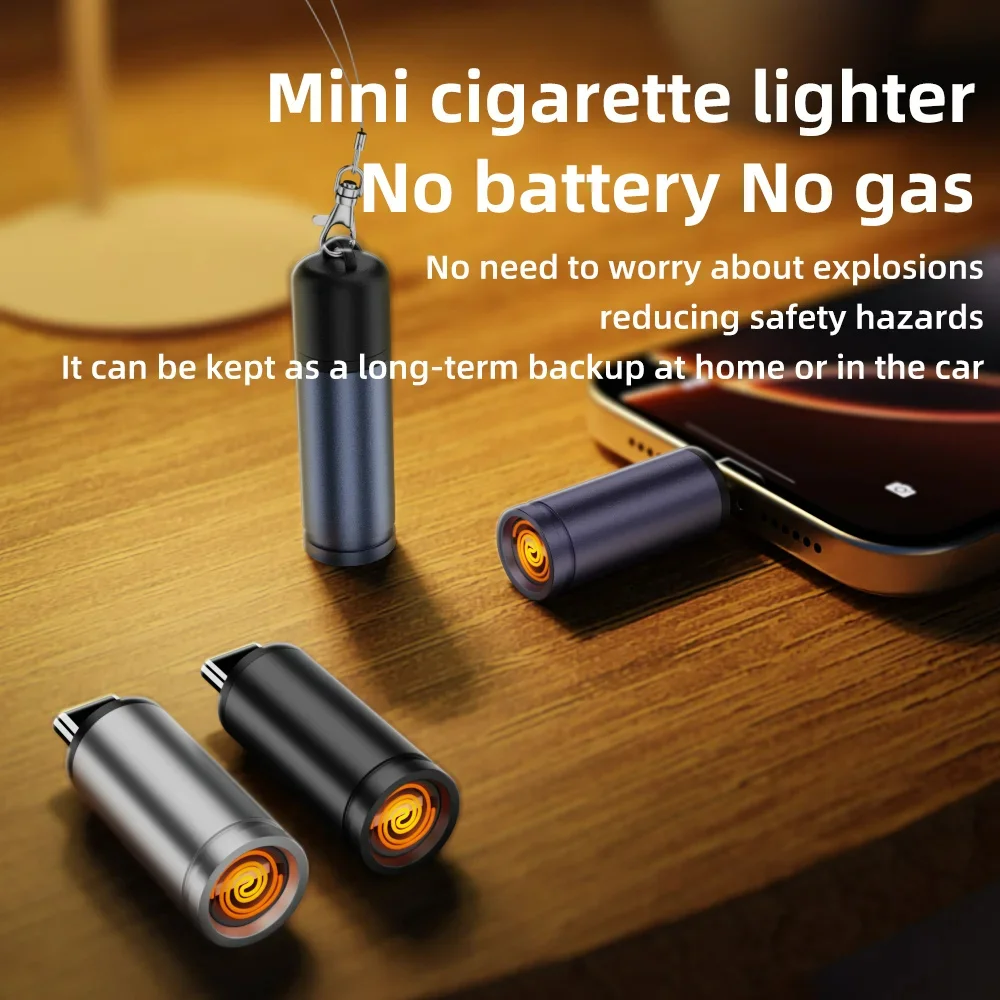 Mini USB C Mobile Cigarette Lighter Air Blowing Cigarette Lighter Cigarette Lighting Artifact Windproof Outdoor Safety Lighter