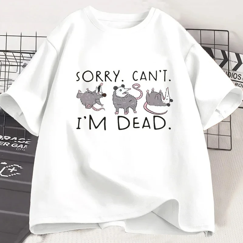 Possum T-shirt Funny Sorry I Can't I'm Dead Possum Lover Emoji T-shirt Women's Printed T-shirt Women's Top Graphic T Shirts Y2K