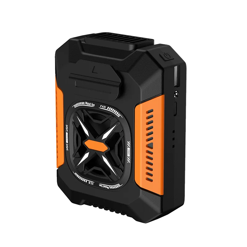 Tragbarer Taillenclip-Ventilator, 5000 mAh, wiederaufladbarer USB-Ventilator, leistungsstarker Luftkühler, Outdoor-Camping-Taillenventilator mit Powerbank, LED-Licht