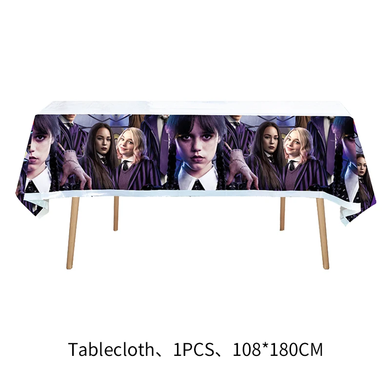 Wednesday Birthday Decorations Addams Aluminum Film Balloon Disposable Tableware Plate Cup Napkin Party Supplies Baby Shower