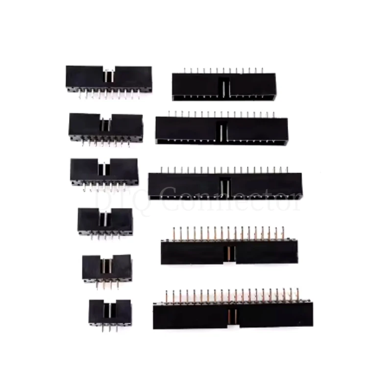 100PCS IDC Socket 6/8/10/14/16/20/26/30/34/40/50 Pin 2x3/4/5/7/40P 50Pin Straight Male Shrouded PCB DC3 2.54mm Box Header JTAG