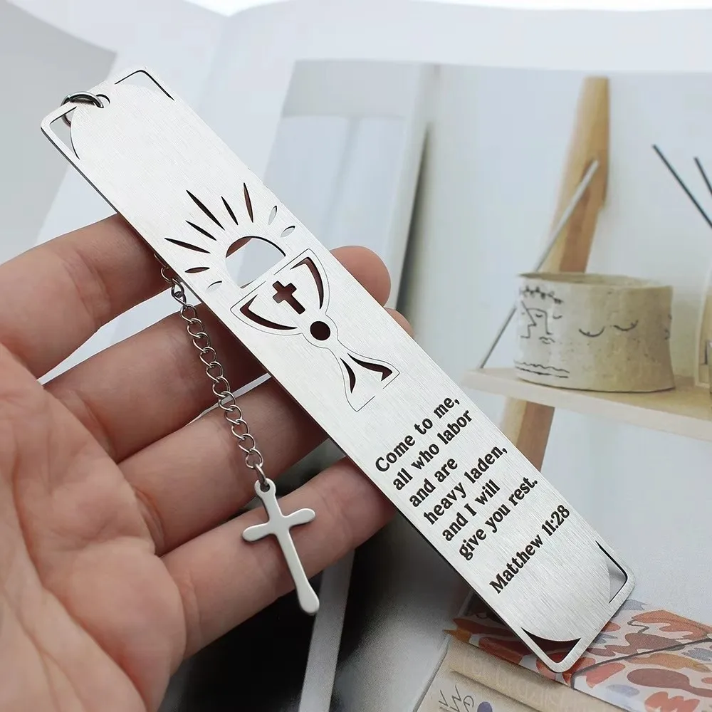 High Quality Metal Bible Bookmarks Christian Collection Aesthetic Stationery Cross Bookmark Reading Book Clip Student Gift