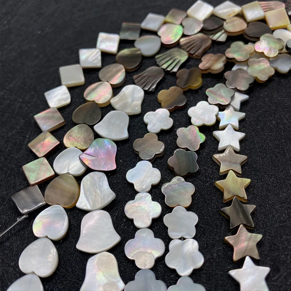 Natural Black Shell Beads Carved Jewelry Pearl Shell Loose Beads for DIY Handmade Hairpin Brooch Earring Jewelry Making