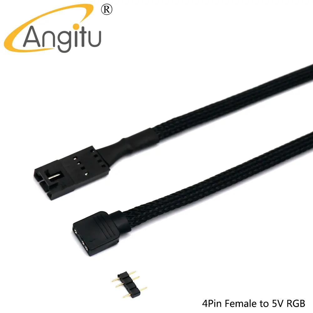 Angitu قرصان مروحة/محور/عقدة الإضاءة/قائد RGB ARGB كابل محول الأكمام 3Pin/4Pin مروحة إلى 5 فولت 3Pin RGB LED Cable-50cm